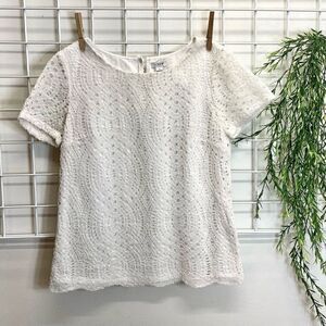 🅢🅐🅛🅔 J-Crew Lace Crew Neck Blouse Fully Lined Office Attire